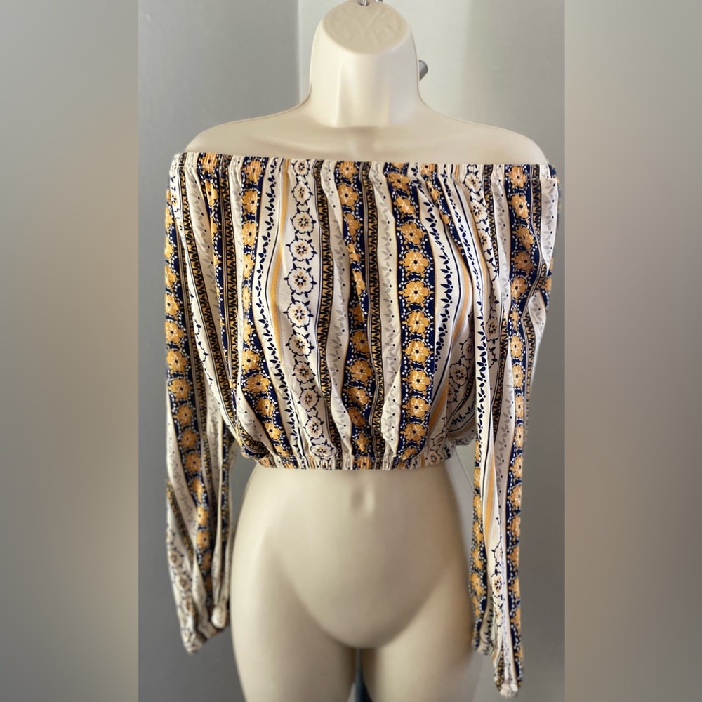 H&M Divided Boho Floral Off The Shoulder Crop Top XS